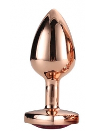 Золотистая анальная втулка с кристаллом-сердечком розового цвета - 7,1 см. - Dream Toys - купить с доставкой в Уфе