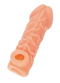 Телесная закрытая насадка с венками Cock Sleeve Size S - 13,8 см. - KOKOS - в Уфе купить с доставкой Телесная закрытая насадка с венками Cock Sleeve Size S - 13,8 см. - KOKOS - в Уфе купить с доставкой