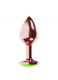 Пробка цвета розового золота с лаймовым кристаллом Diamond Emerald Shine S - 7,2 см. - Lola Games - купить с доставкой в Уфе