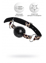 Черный кляп-шар на леопардовых ремешках Anonymo - ToyFa - купить с доставкой в Уфе