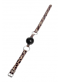 Черный кляп-шар на леопардовых ремешках Anonymo - ToyFa - купить с доставкой в Уфе