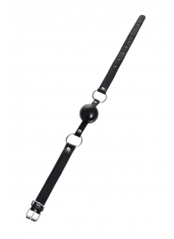 Черный кляп-шар на кожаных ремешках Anonymo - ToyFa - купить с доставкой в Уфе