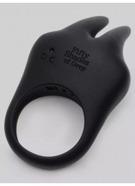 Черное эрекционное виброкольцо Sensation Rechargeable Vibrating Rabbit Love Ring - Fifty Shades of Grey - в Уфе купить с доставкой