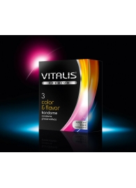 Цветные ароматизированные презервативы VITALIS PREMIUM color   flavor - 3 шт. - Vitalis - купить с доставкой в Уфе