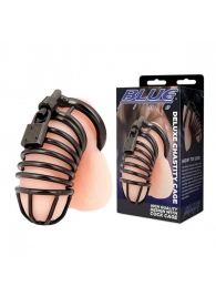 Черная металлическая клетка с замком Deluxe Chastity Cage - BlueLine - купить с доставкой в Уфе