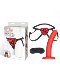 Красный поясной фаллоимитатор Red Heart Strap on Harness   5in Dildo Set - 12,25 см. - Lux Fetish - купить с доставкой в Уфе