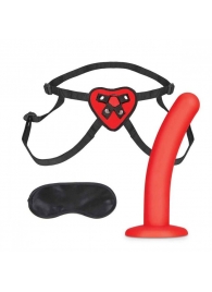 Красный поясной фаллоимитатор Red Heart Strap on Harness   5in Dildo Set - 12,25 см. - Lux Fetish - купить с доставкой в Уфе