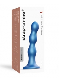 Голубая насадка Strap-On-Me Dildo Plug Balls size L - Strap-on-me - купить с доставкой в Уфе