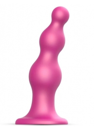 Розовая насадка Strap-On-Me Dildo Plug Beads size S - Strap-on-me - купить с доставкой в Уфе