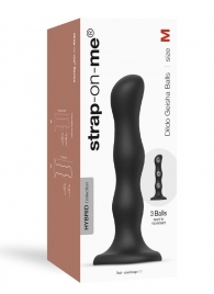 Черная насадка Strap-On-Me Dildo Geisha Balls size M - Strap-on-me - купить с доставкой в Уфе