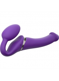 Фиолетовый безремневой вибрострапон Vibrating Bendable Strap-On - size L - Strap-on-me - купить с доставкой в Уфе