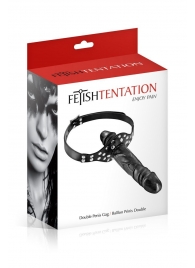 Черный кляп-фаллоимитатор Double Penis Gag - Fetish Tentation - купить с доставкой в Уфе