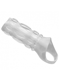 Насадка на пенис с кольцом для мошонки Clear Sensations Enhancer Sex Sleeve - 11,5 см. - XR Brands - в Уфе купить с доставкой