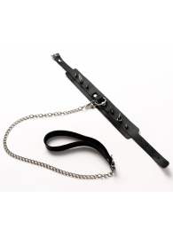 Черный ошейник с шипами и поводком - Crazy Handmade - купить с доставкой в Уфе