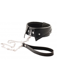 Черный ошейник-воротничок с металлическим поводком - Crazy Handmade - купить с доставкой в Уфе
