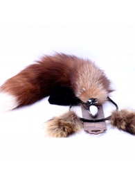 Игровой комплект: серебристая анальная пробка с пушистым хвостом и ободок-ушки - Crazy Handmade - купить с доставкой в Уфе