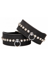 Черные наручники Diamond Studded Wrist Cuffs - Shots Media BV - купить с доставкой в Уфе