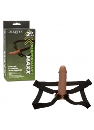 Коричневый фаллопротез Life-Like Extension with Harness - 17,75 см. - California Exotic Novelties - купить с доставкой в Уфе