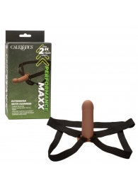 Коричневый фаллопротез из силикона Extension with Harness - 15,75 см. - California Exotic Novelties - купить с доставкой в Уфе