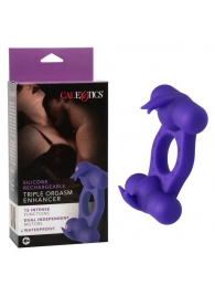 Фиолетовое эрекционное виброкольцо с двумя моторами Silicone Rechargeable Triple Orgasm Enhancer - California Exotic Novelties - в Уфе купить с доставкой