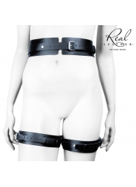 Черный кожаный пояс с гартерами - S-M - Notabu - купить с доставкой в Уфе