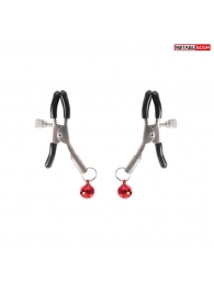 Серебристые зажимы на соски с шариками - Notabu - купить с доставкой в Уфе