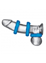 Комплект из трех голубых эрекционных колец 3-Pack Ribbed Rider Cock Ring Set - BlueLine - в Уфе купить с доставкой