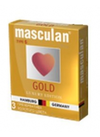 Презервативы Masculan Ultra Gold с золотым напылением и ароматом ванили - 3 шт. - Masculan - купить с доставкой в Уфе