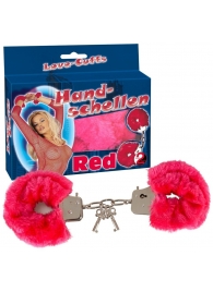 Малиновые меховые наручники Love Cuffs Red - Orion - купить с доставкой в Уфе