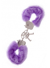 Фиолетовые меховые наручники METAL HANDCUFF WITH PLUSH LAVENDER - Dream Toys - купить с доставкой в Уфе