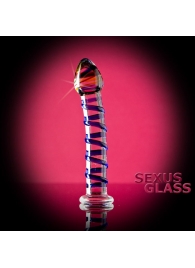 Прозрачный фаллос из стекла со спиралью по телу - 18 см. - Sexus купить с доставкой в интернет-магазине Orgasmix в Уфе Прозрачный фаллос из стекла со спиралью по телу - 18 см. - Sexus