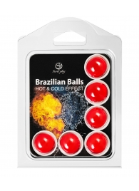 Набор из 6 шариков с массажным маслом Brazilian Balls с охлаждающим и разогревающим эффектом - Secret Play - купить с доставкой в Уфе