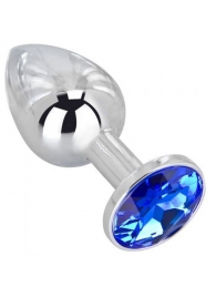 Анальное украшение BUTT PLUG  Small с синим кристаллом - 7 см. - Anal Jewelry Plug - купить с доставкой в Уфе