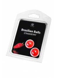 Набор из 2 шариков с массажным маслом Brazilian Balls с ароматом клубники - Secret Play - купить с доставкой в Уфе