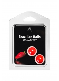 Набор из 2 шариков с массажным маслом Brazilian Balls с ароматом клубники - Secret Play - купить с доставкой в Уфе