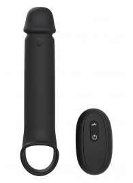 Черная насадка-удлинитель с вибрацией Vibrating Extender With Remote - Dream Toys - в Уфе купить с доставкой