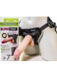 Страпон-унисекс с двумя насадками UNI strap 7  Harness - 19 и 16 см. - LOVETOY (А-Полимер) - купить с доставкой в Уфе