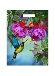 Пакет с принтом в виде колибри в цветах с вырубной ручкой (31х40 см) - Сима-Ленд - купить с доставкой в Уфе