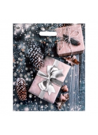 Новогодний пакет с принтом в виде подарков и вырубной ручкой (45х38 см) - Сима-Ленд - купить с доставкой в Уфе