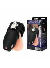Черная клетка для пениса Silicone Small 2 in Cock Cage With Ball Divider - BlueLine - купить с доставкой в Уфе