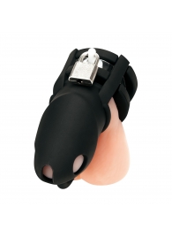 Черная клетка для пениса Silicone Small 2 in Cock Cage With Ball Divider - BlueLine - купить с доставкой в Уфе