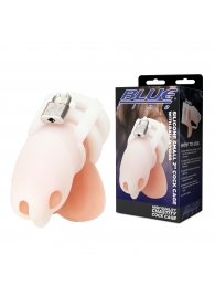 Белая клетка для пениса Silicone Small 2 in Cock Cage With Ball Divider - BlueLine - купить с доставкой в Уфе