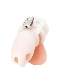 Белая клетка для пениса Silicone Small 2 in Cock Cage With Ball Divider - BlueLine - купить с доставкой в Уфе