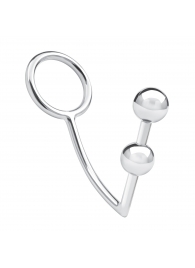 Кольцо на пенис с анальным стимулятором Two Bead Stainless Steel Anal Hook   Cock Ring - BlueLine - в Уфе купить с доставкой