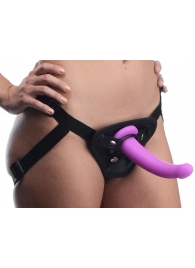 Лиловый поясной страпон Navigator Silicone G-Spot Dildo with Harness - 17,8 см. - XR Brands - купить с доставкой в Уфе