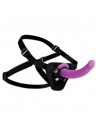 Лиловый поясной страпон Navigator Silicone G-Spot Dildo with Harness - 17,8 см. - XR Brands - купить с доставкой в Уфе