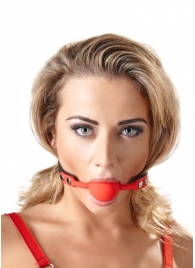 Силиконовый кляп-шар на чёрных ремешках Red Gag silicone - Orion - купить с доставкой в Уфе