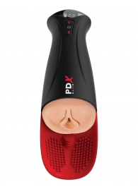 Телесный мастурбатор-вагина в черной колбе с вибрацией Fuck-O-Matic Pro XL - Pipedream - в Уфе купить с доставкой