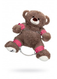 Бондажный набор: бурый мишка с розовыми оковами и наручниками - Pecado - купить с доставкой в Уфе