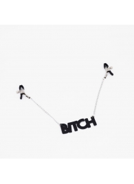 Зажимы на соски с кожаной подвеской Bitch - Crazy Handmade - купить с доставкой в Уфе